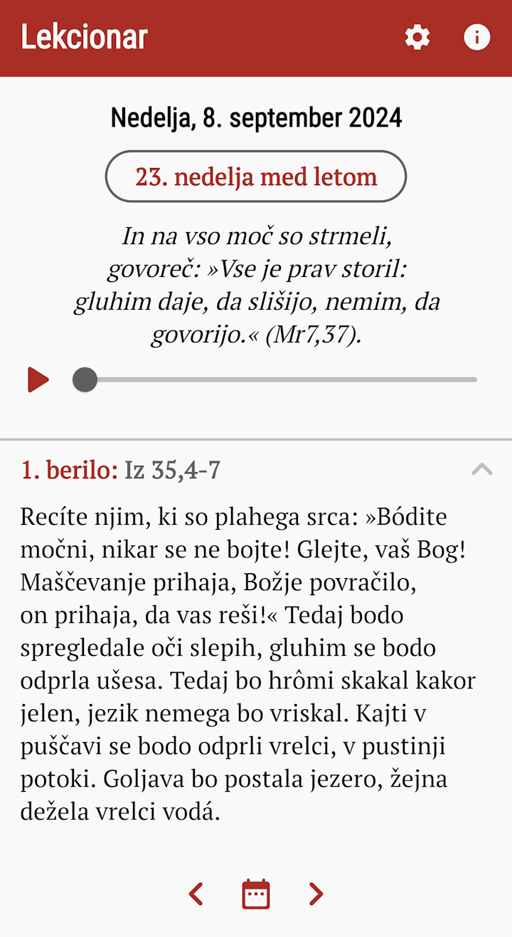 Hozana si Nova Aplikacija Lekcionar Za Android